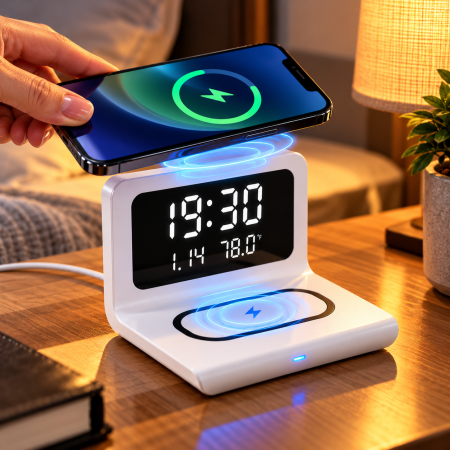 Incarcator wireless cu ceas si alarma Practic Gadget