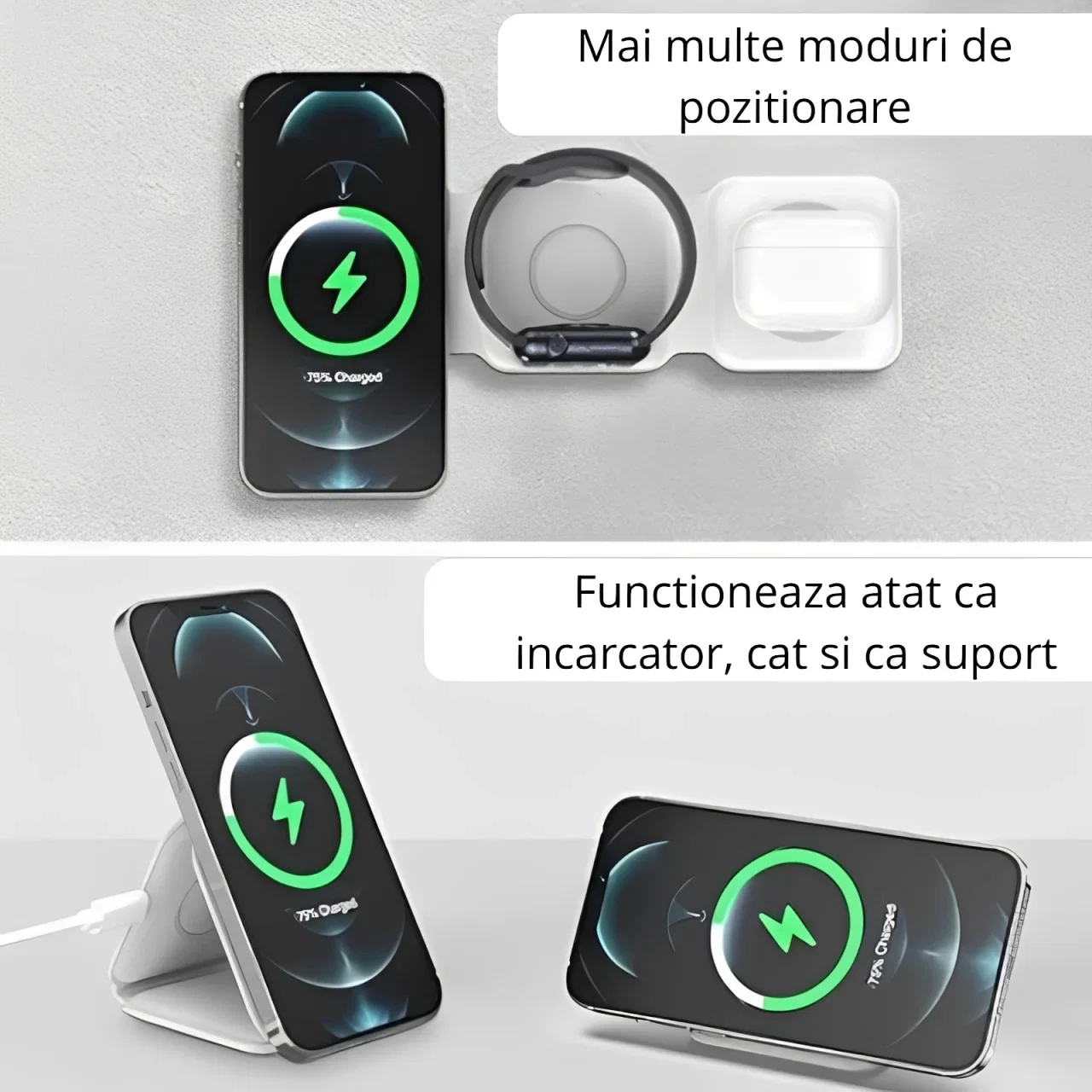 Incarcator wireless universal 3 in 1, pliabil, 15W, MagSafe [13]