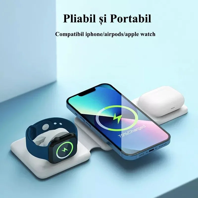 Incarcator wireless universal 3 in 1, pliabil, 15W, MagSafe [10]