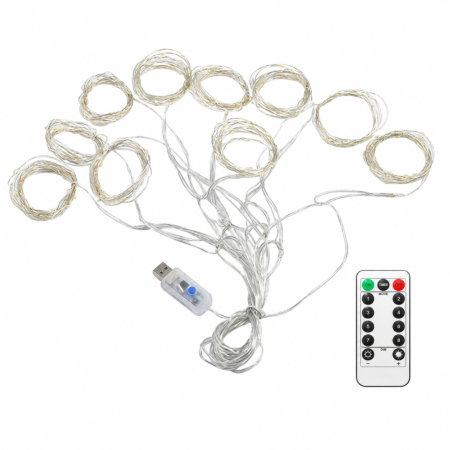 Instalatie luminoasa tip perdea 3 x 3 m, 300 LED-uri, Alimentare USB, Telecomanda [5]