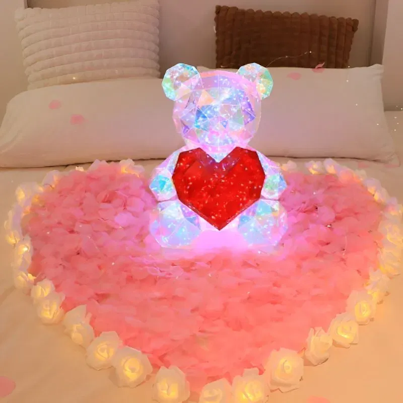 IubiBear Ursulet indragostit cu lumini colorate, 30 cm [13]