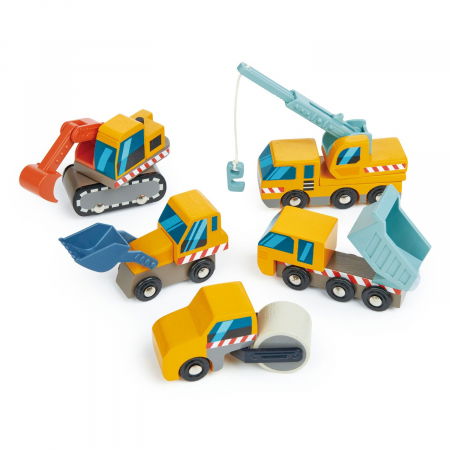 Joc de construit Utilaje pe Santier, lemn premium, 5 piese [1]