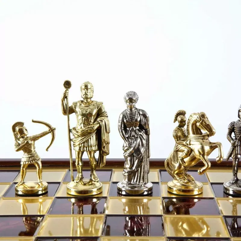 Joc Sah Arcasi caseta 44 x 44 cm piese gold & silver si tabla de sah Bronze Red [2]