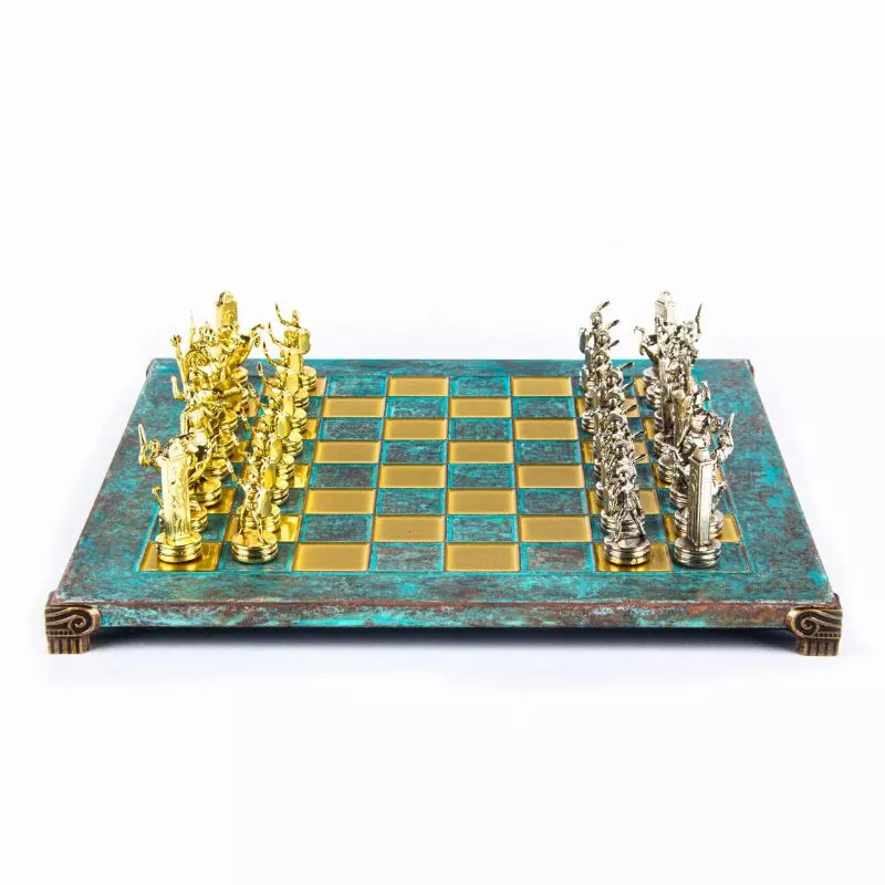 Joc Sah Greek Mithology caseta 36 x 36 cm piese gold & silver si tabla de sah Bronze Turquoise [2]
