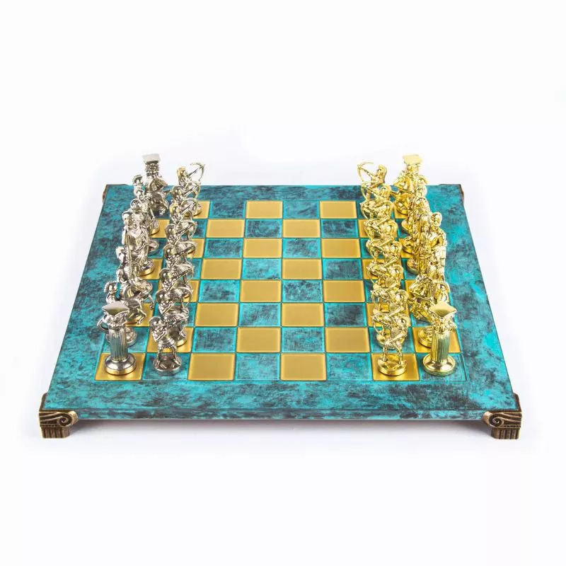 Joc Sah Pioni Arcasi caseta 44 x 44 cm piese gold & silver si tabla de sah Bronze Turqoise [0]
