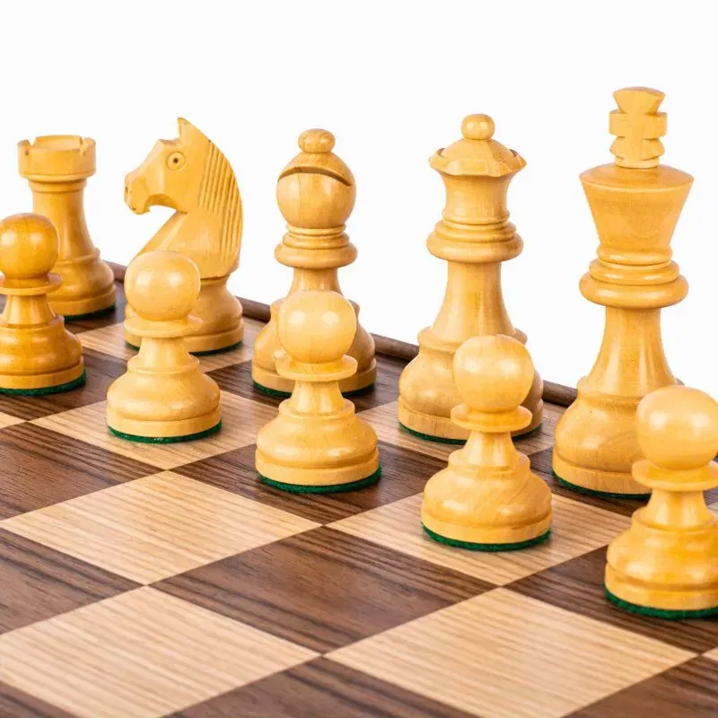 Joc Sah Staunton Dama de Walnut caseta 50x50cm tabla si piese din lemn [3]