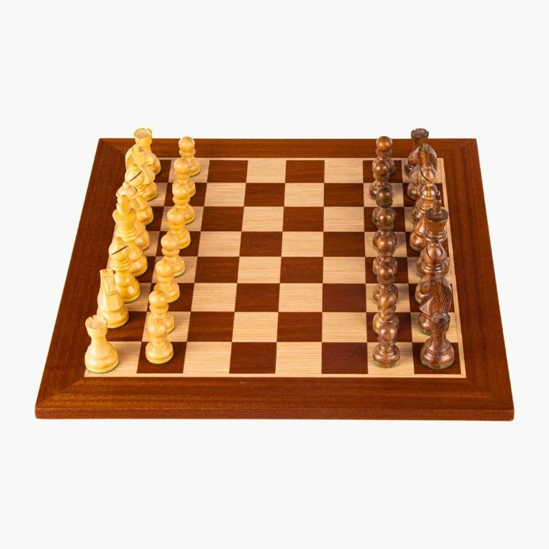 Joc Sah Staunton Regele de Mahon caseta 50x50cm tabla si piese din lemn [0]