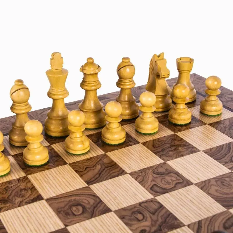 Joc Sah Staunton Tura de Walnut caseta 50x50cm tabla si piese din lemn [6]