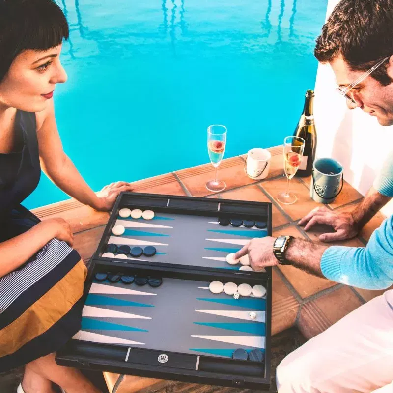 Joc table backgammon Design Artistic Turqoise 48x30cm [2]