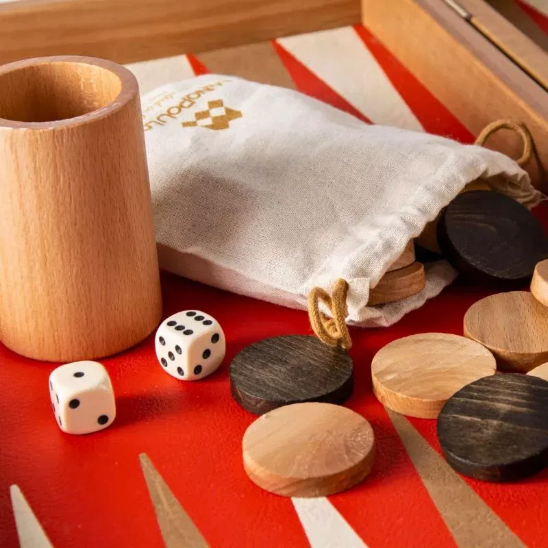 Joc table backgammon Design Rosu de cinabru cu fildes si Taba 48x30cm [1]