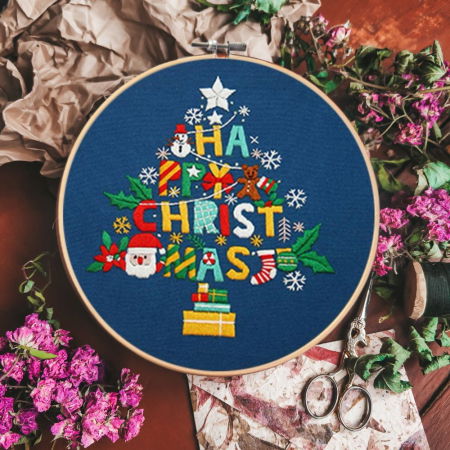 Kit Broderie DIY de Craciun, Brad Happy Christmas [3]