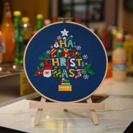 Kit Broderie DIY de Craciun, Brad Happy Christmas [1]