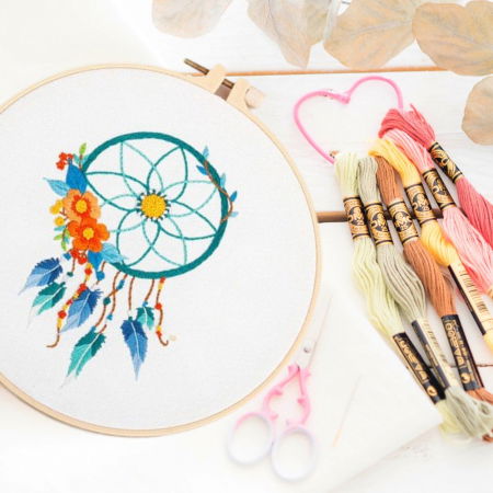 Kit Broderie DIY, Dreamcatcher, alb [3]