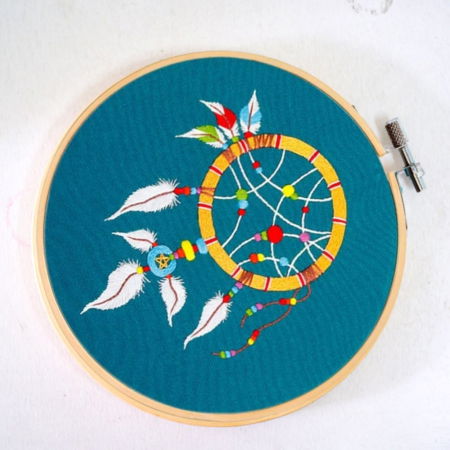 Kit Broderie DIY, Dreamcatcher, albastru [5]