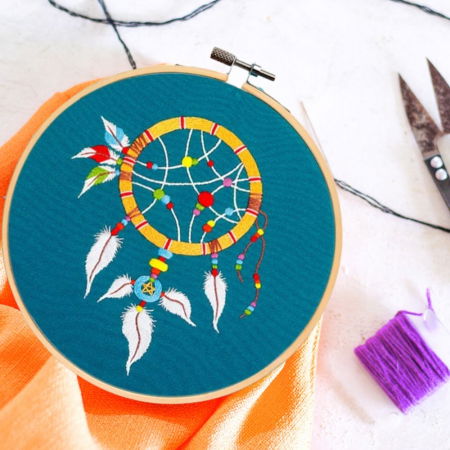 Kit Broderie DIY, Dreamcatcher, albastru [4]