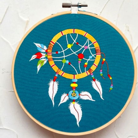Kit Broderie DIY, Dreamcatcher, albastru [3]