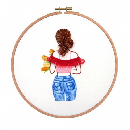 Kit Broderie DIY, Silhouette, Fata cu parul prins [4]