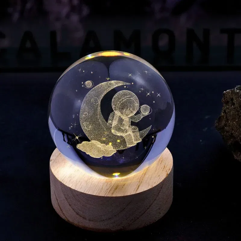 Lampa Glob de Cristal Astronaut pe Luna [2]