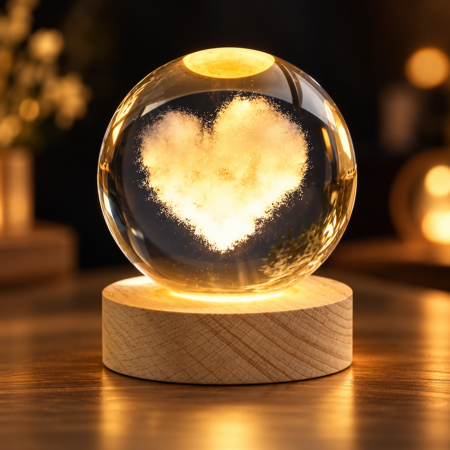 Reduceri - Lampa Glob de Cristal cu Inima cadou romantic