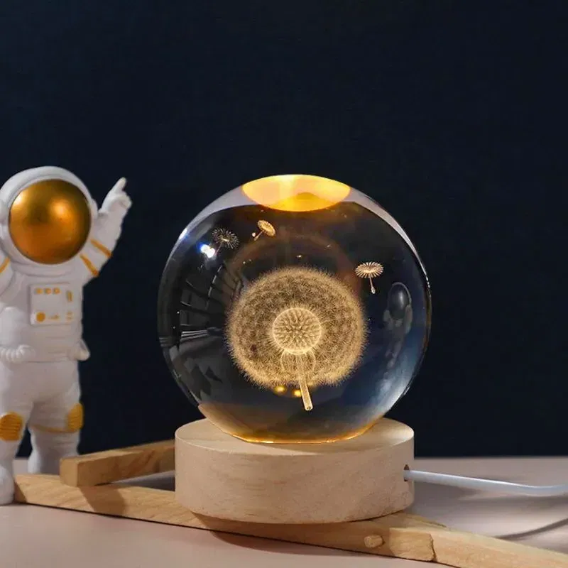 Cadouri pentru Iubita - Lampa Glob de Cristal cu Papadie cadou incantator