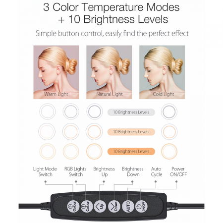 Lampa LED Make up Profesionala BlitzWof BW-SL5 RGB, 120 Leduri, 10 culori, trepied [5]