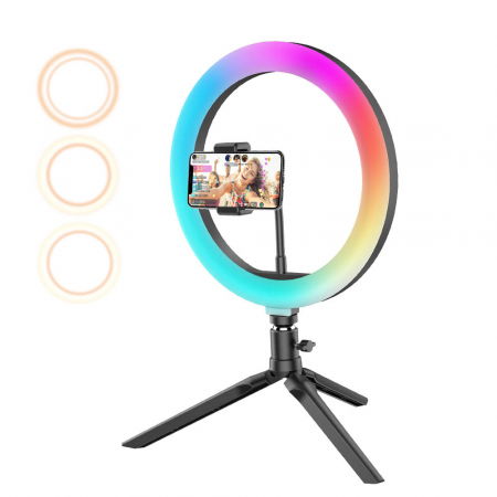 Lampa LED Make up Profesionala BlitzWof BW-SL5 RGB, 120 Leduri, 10 culori, trepied [8]