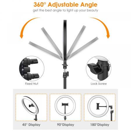 Lampa led makeup profesionala, Ring Light cu 120 leduri lumina rece si calda [7]