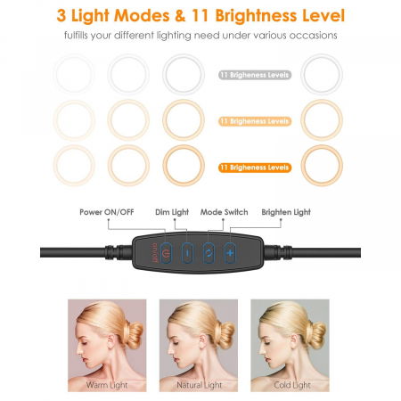 Lampa led makeup profesionala, Ring Light cu 120 leduri lumina rece si calda [5]