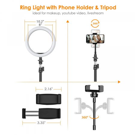 Lampa led makeup profesionala, Ring Light cu 120 leduri lumina rece si calda [6]