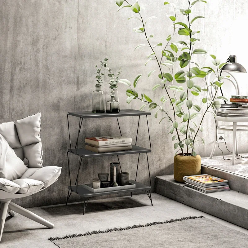 Lazandos Antracit, Masuta moderna pentru living, rafturi multiple [3]