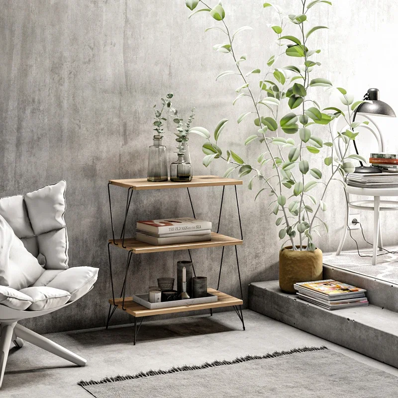 Lazandos Pin, Masuta multifunctionala din lemn cu rafturi, design modern [3]