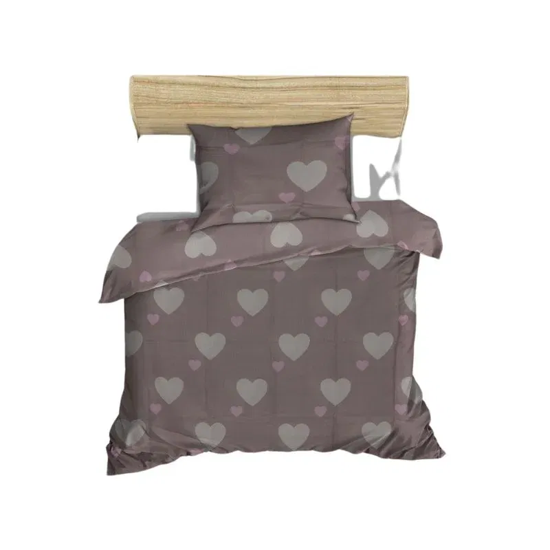Lenjerie bumbac Herz - Roz prafuit, 200x220 cm, 2 fete de perna [1]