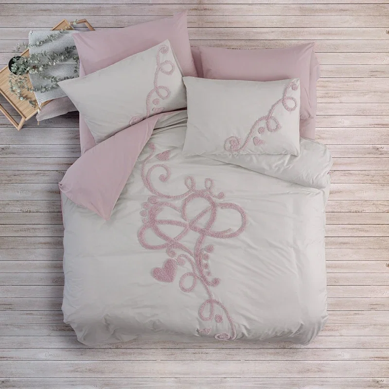 Lenjerie bumbac ranforce Bellini - Roz, 200x220 cm, 4 fete de perna, cearsaf [0]