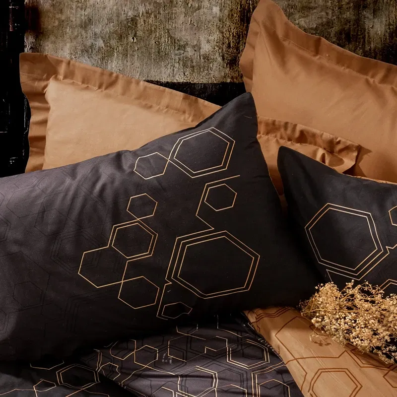 Lenjerie bumbac ranforce Dawn - Cupru, 160x220 cm, 1 fata de perna, cearsaf [2]