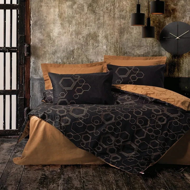 Lenjerie bumbac ranforce Dawn - Cupru, 160x220 cm, 1 fata de perna, cearsaf [0]