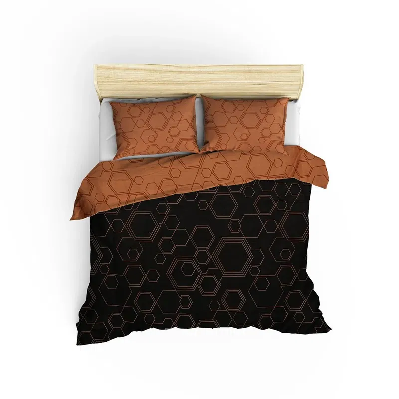 Lenjerie bumbac ranforce Dawn - Cupru, 200x220 cm, 2 fete de perna, cearsaf [2]