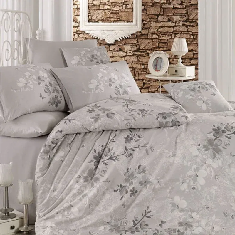 Lenjerie bumbac ranforce Elena - Gri, 200x220 cm, 2 fete de perna, cearsaf [0]