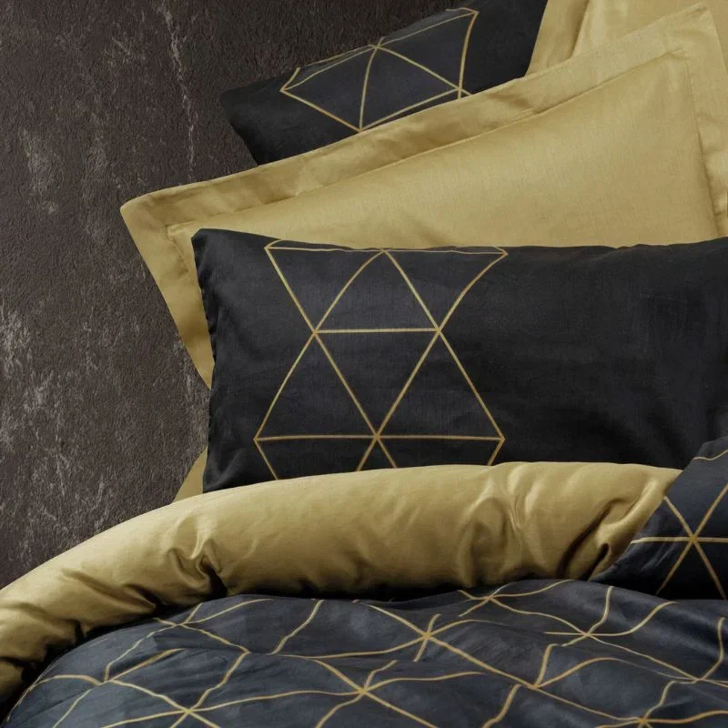 Lenjerie pat dublu bumbac ranforce, gold, 160x220 cm, doua huse de perna [1]