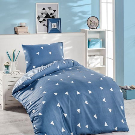 Lenjerie pat single, albastru, 140x200 cm, o husa de perna [0]