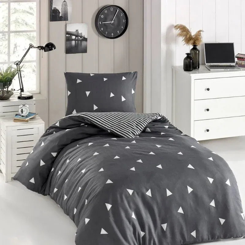 Lenjerie pat single, gri, 140x200 cm, o husa de perna [1]