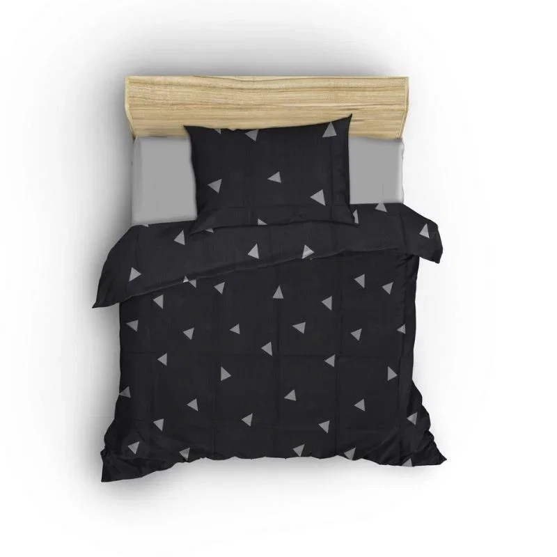 Lenjerie pat single, gri, 160x220 cm, o husa de perna [1]