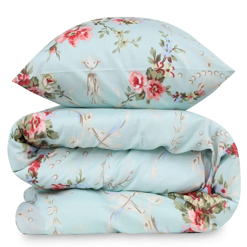 Lenjerie pat single, model floral, 160x220 cm, o husa de perna [2]