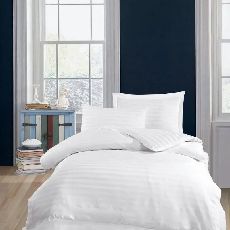Cele mai noi - Lenjerie pat single satin, alb, 160x220 cm, o husa de perna