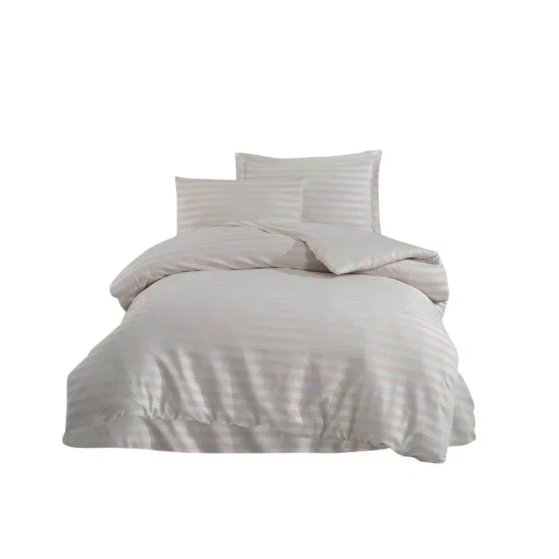 Lenjerie pat single satin, bej, 160x220 cm, o husa de perna [1]