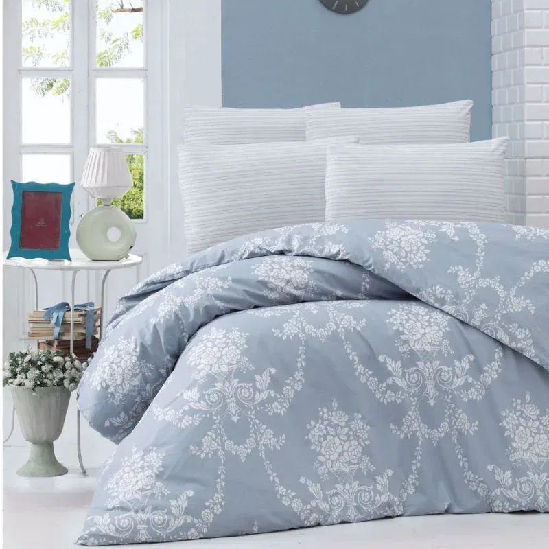 Lenjerie ranforce Gloria - Albastru, 200x220 cm, 2 fete de perna [0]