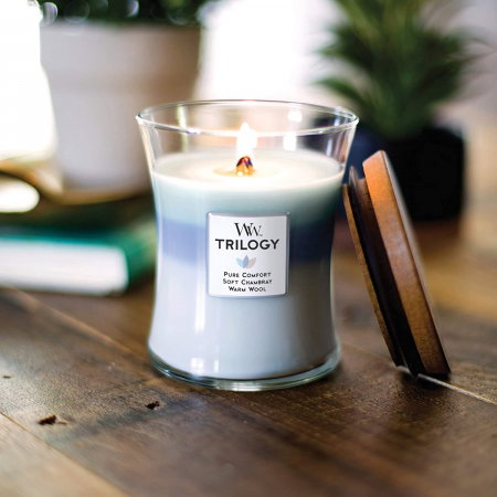 Cadouri de Casa Noua - LUMANARE PARFUMATA WOODWICK TRILOGY WOVEN COMFORTS BORCAN MEDIU