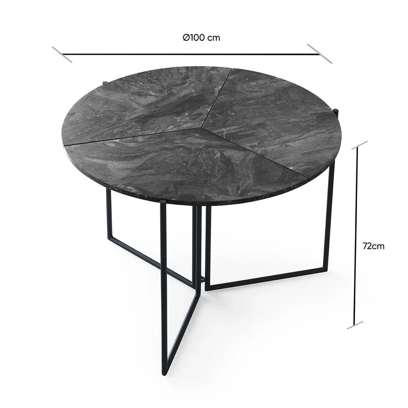 Masa de dining Yaprak, antracit, picioare metalice, 100x72 cm [2]