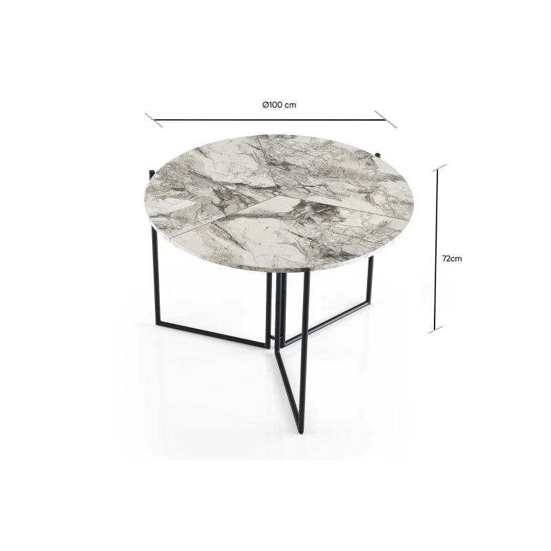 Masa de dining Yaprak, pin atlantic, picioare metalice, 100x72 cm [5]