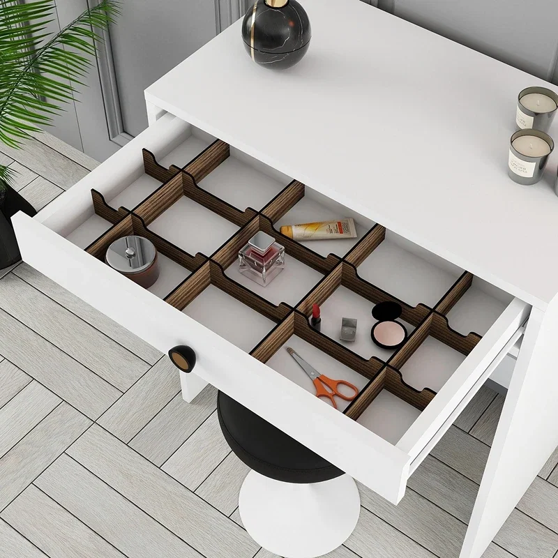 Masa de machiaj alba, cu sertar, design modern, 70 cm [3]