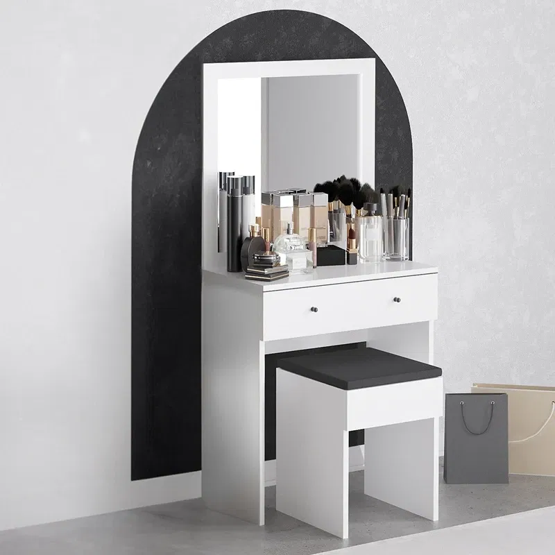 Masa de machiaj Felix, alba, 65 cm, oglinda inclusa, design elegant [8]